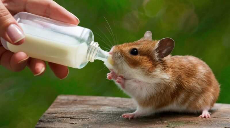 Feeding milk to hamsters
