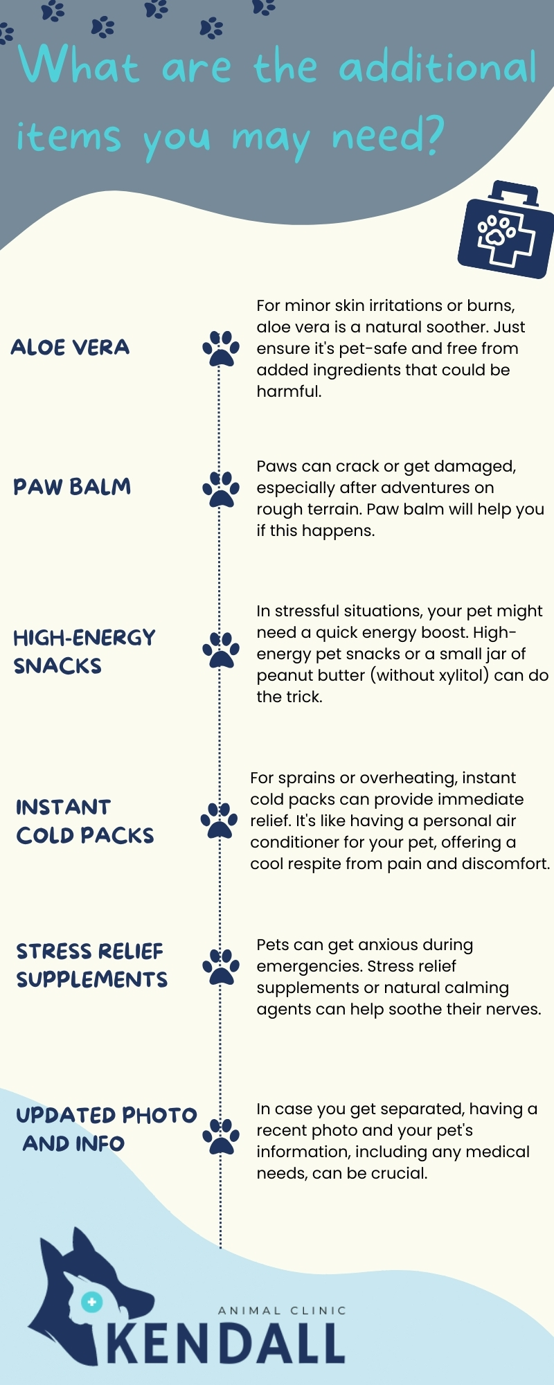 Additional Items for pets first aid infographic